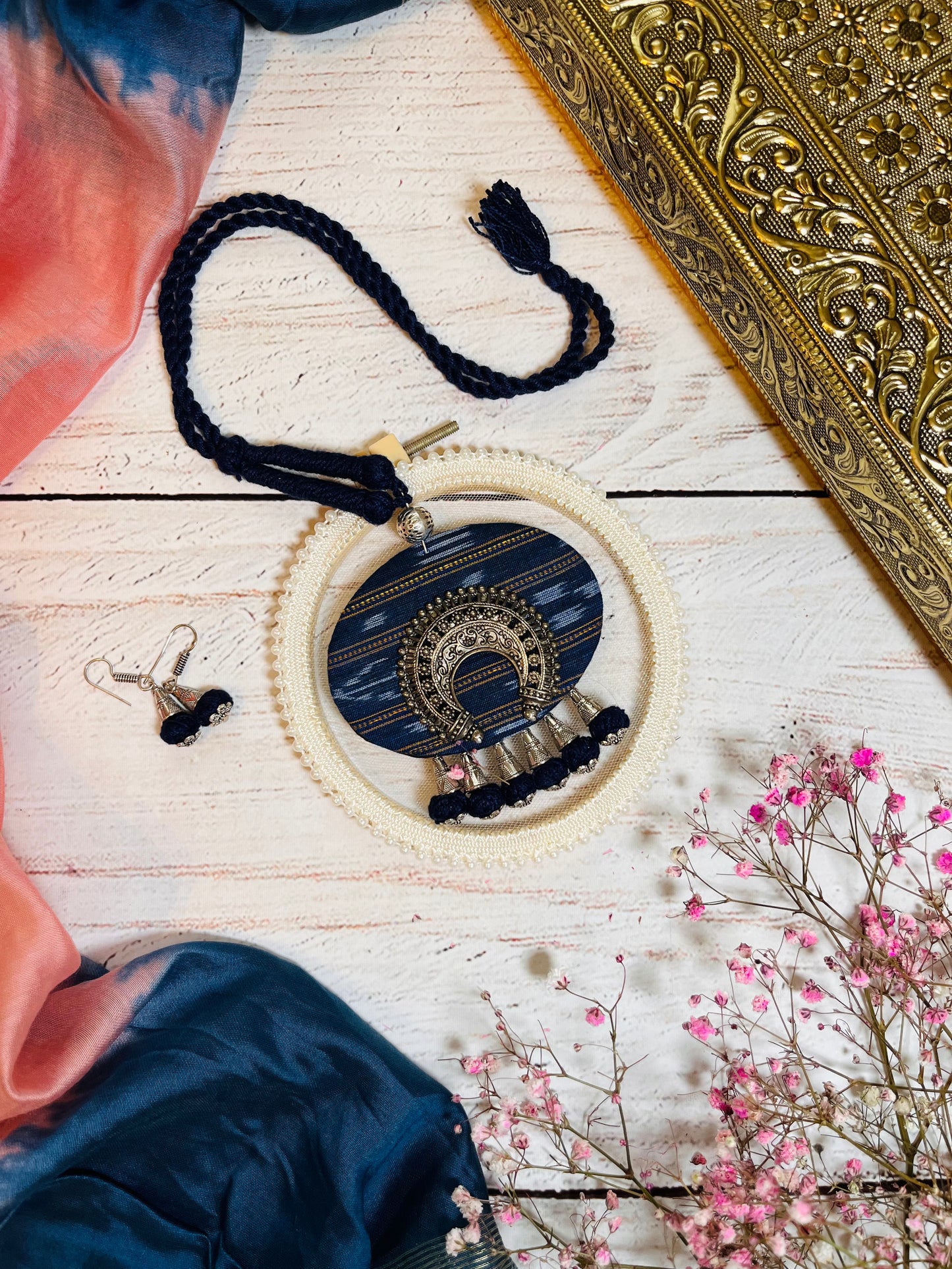 Ikat fabric Necklace