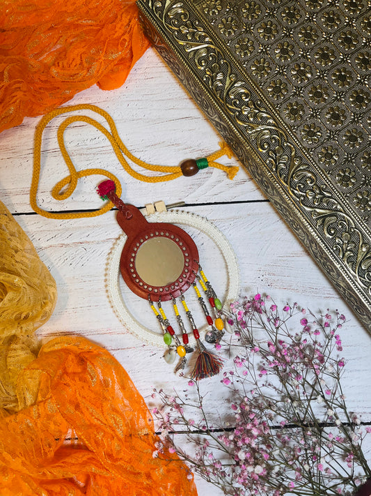Leather and Mirror Necklace