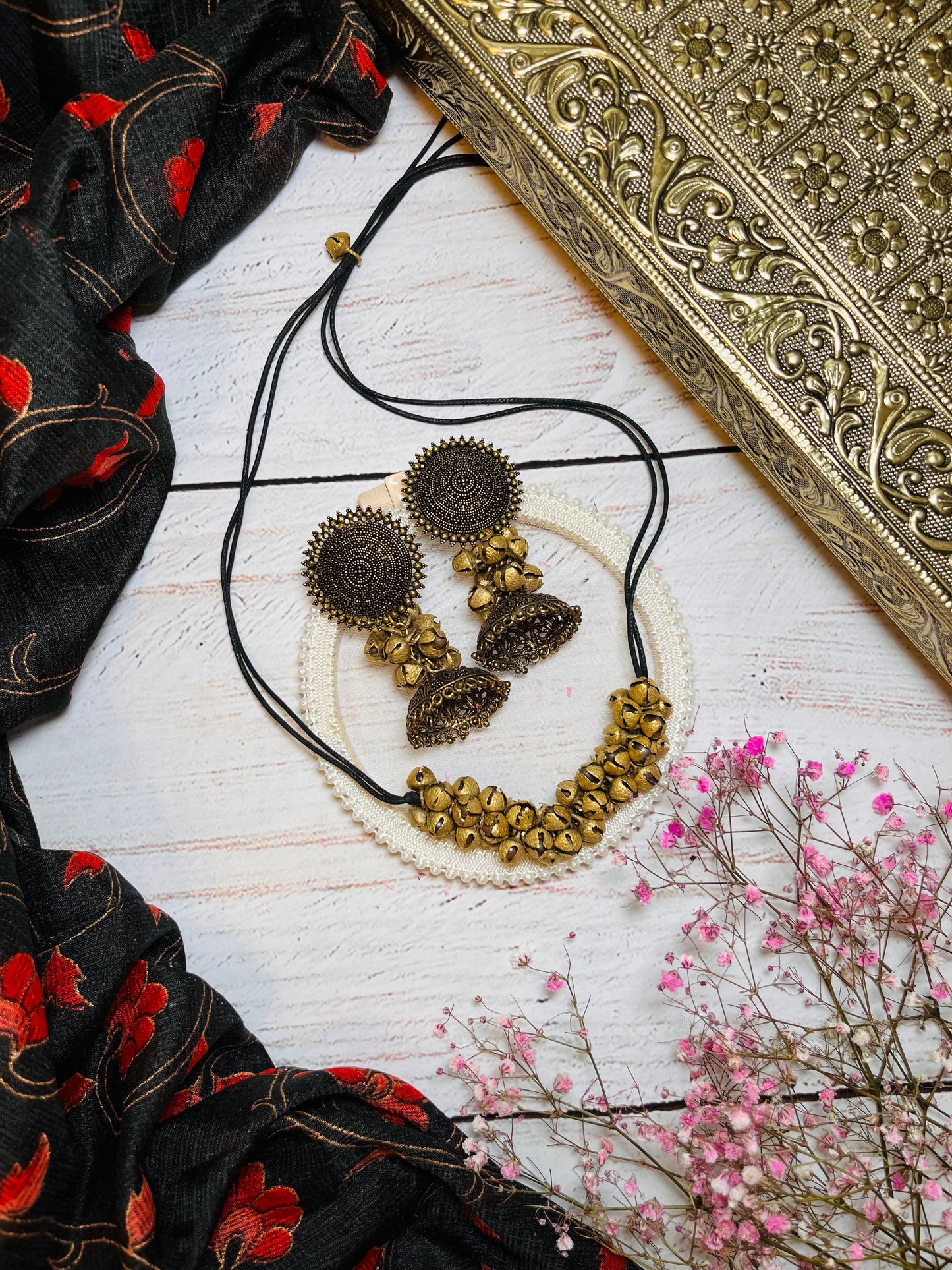 Ghungroo jhumka and necklace
